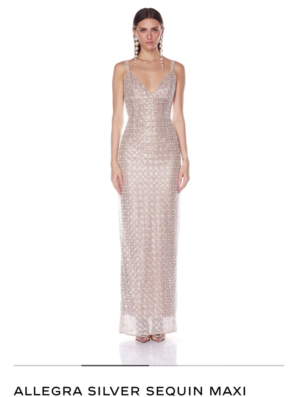 Bronx and Banco Champagne-Silver Sequin Maxi Dress - Allegra Dress